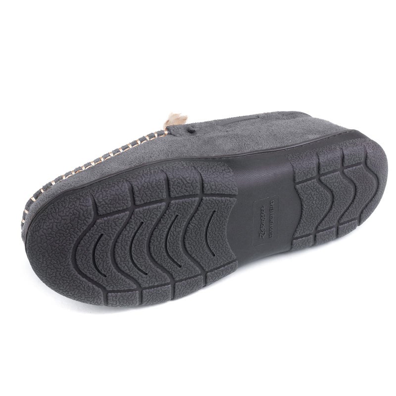 Zigzagger Men's Moccasin Slippers Memory Foam House Shoes, Indoor and Outdoor Warm Loafer Slippers, Grey, 11 M US - Image 5
